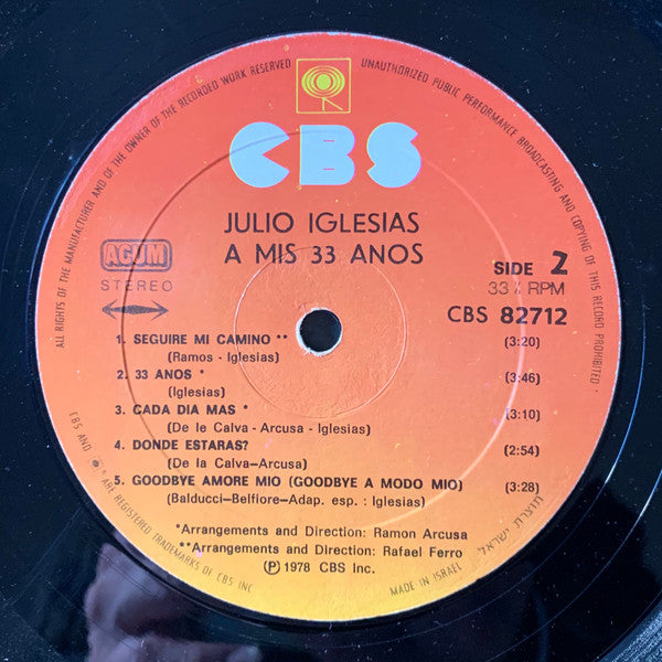 Julio Iglesias - A Mis 33 Años (LP) - Discogs image 4