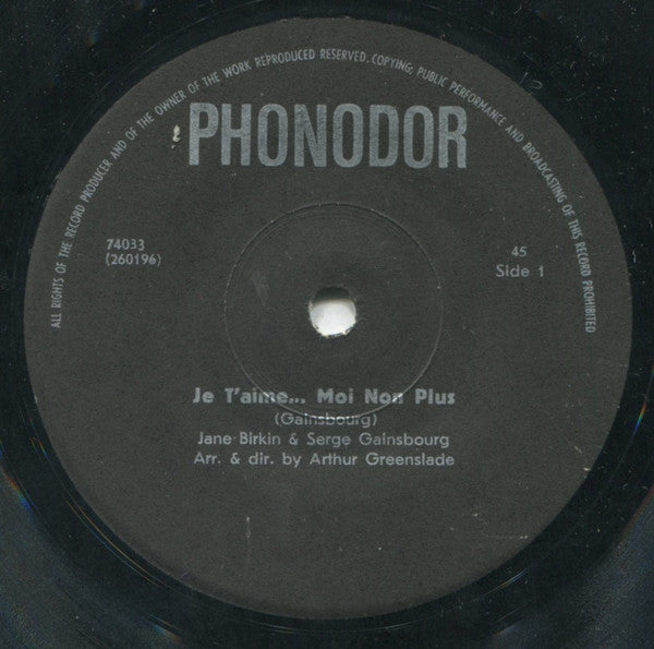 Jane Birkin & Serge Gainsbourg - Je T'aime... Moi Non Plus (7") - Discogs image 3