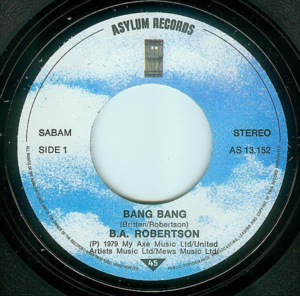 B. A. Robertson - Bang Bang (7") - Discogs image 2