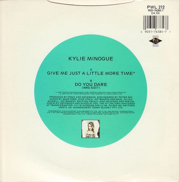 Kylie Minogue - Give Me Just A Little More Time (7") - Discogs image 2