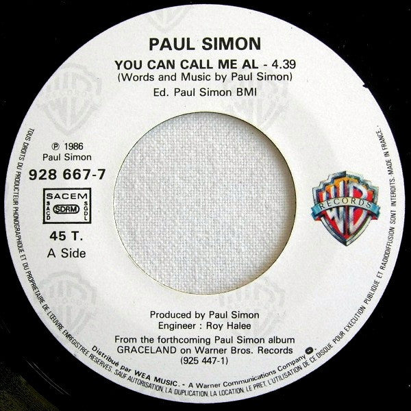 Paul Simon - You Can Call Me Al (7") - Discogs image 3