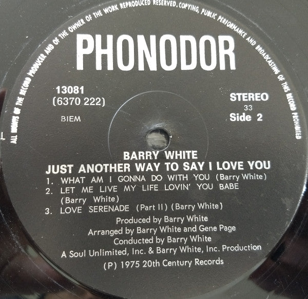 Barry White - Just Another Way To Say I Love You (LP) - Discogs image 4