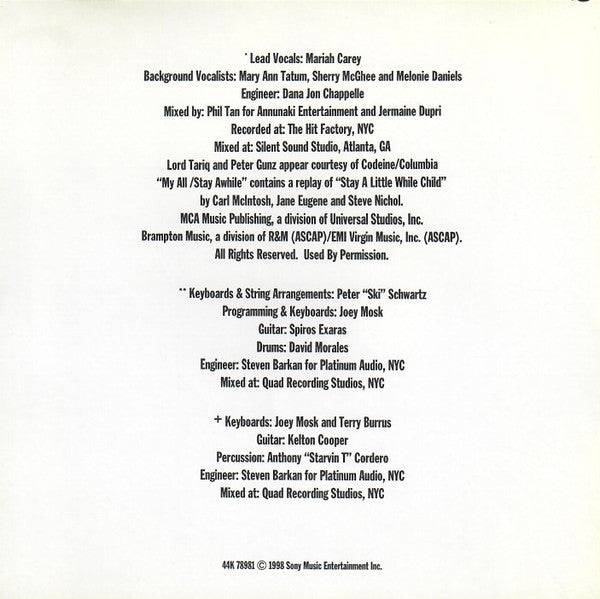 Mariah Carey Featuring Lord Tariq & Peter Gunz - My All / Stay Awhile (JD Remix) (CD) - Discogs image 4