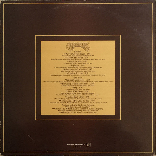 Carpenters - The Singles 1969-1973 (LP) - Discogs image 2