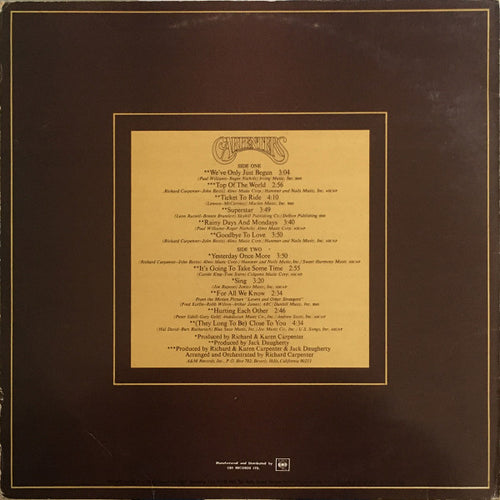 Carpenters - The Singles 1969-1973 (LP) - Discogs image 2