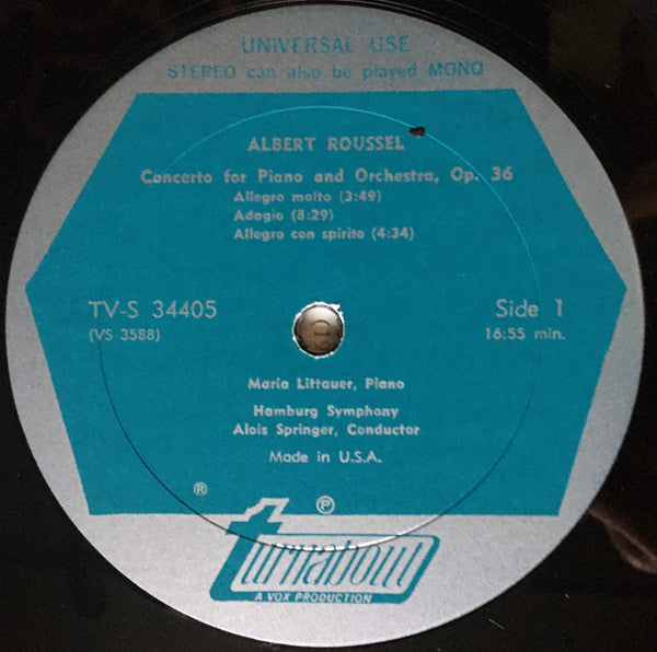 Albert Roussel / Maurice Ravel, Maria Littauer, Hamburger Symphoniker ● Alois Springer - Piano Concerto, Op. 36 / Piano Concerto In G Major (LP) - Discogs image 3