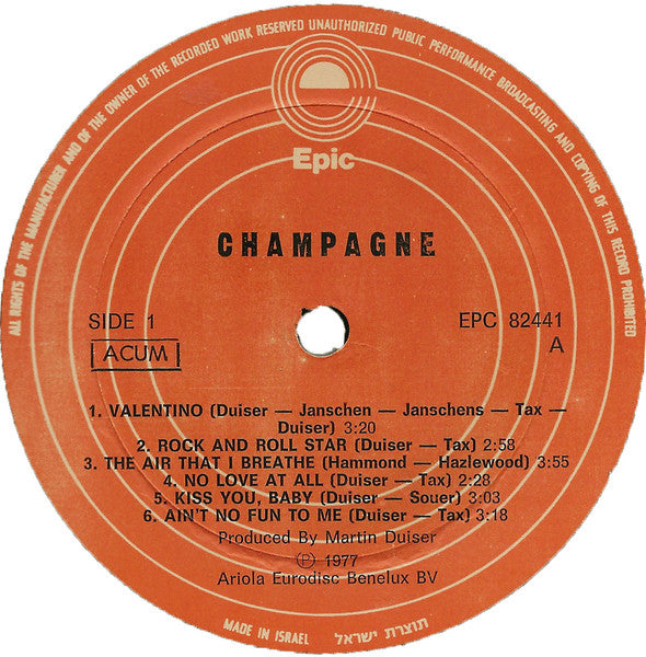 Champagne (5) - Valentino (LP) - Discogs image 3