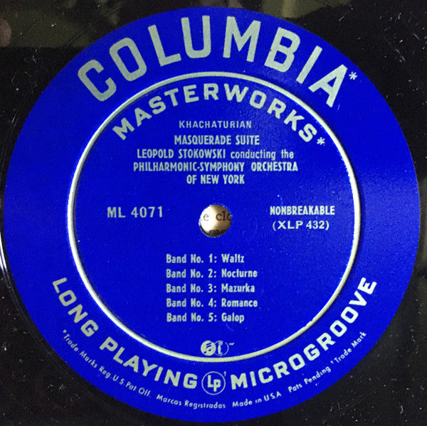 Aram Khachaturian / Pyotr Ilyich Tchaikovsky, Leopold Stokowski Conducting The Philharmonic-Symphony Orchestra Of New York - Masquerade Suite / Francesca Da Rimini, Symphonic Fantasia, Op. 32 (LP) - Discogs image 4