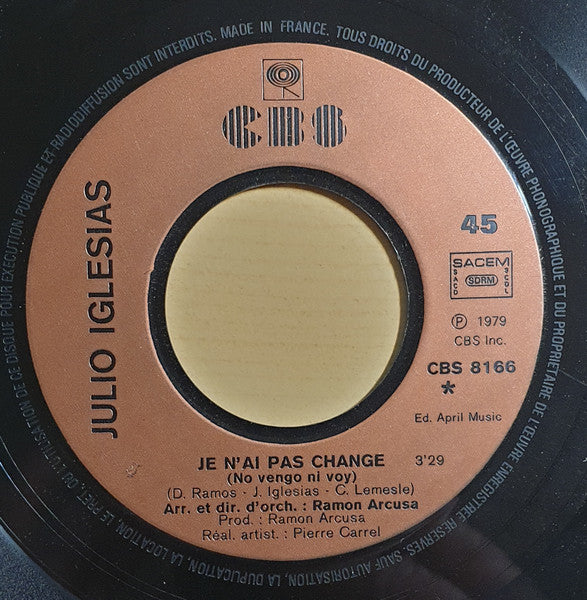 Julio Iglesias - Je N'ai Pas Changé (7") - Discogs image 3