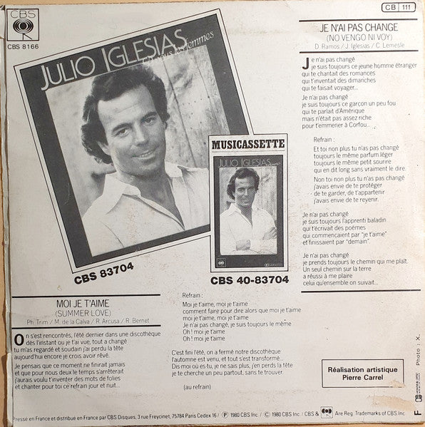 Julio Iglesias - Je N'ai Pas Changé (7") - Discogs image 2
