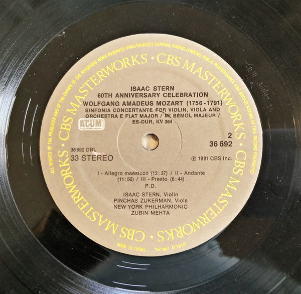Isaac Stern, Pinchas Zukerman, Itzhak Perlman, Zubin Mehta, New York Philharmonic - 60th Anniversary Celebration From Lincoln Center (LP) - Discogs image 4