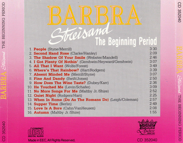 Barbra Streisand - The Beginning Period (CD) - Discogs image 2
