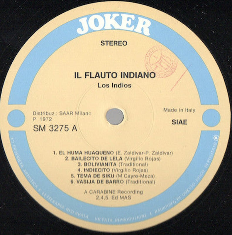 Los Indios - Il Flauto Indiano (LP) - Discogs image 3