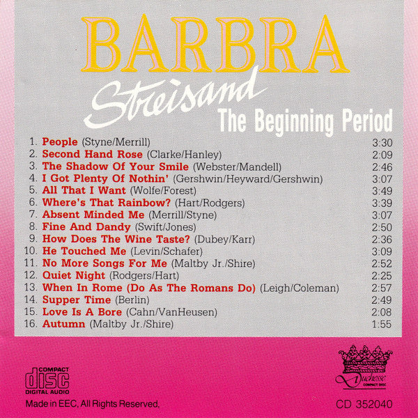 Barbra Streisand - The Beginning Period (CD) - Discogs image 5