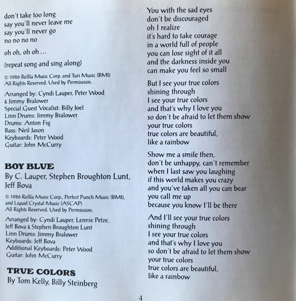 Cyndi Lauper - True Colors (CD) - Discogs image 6