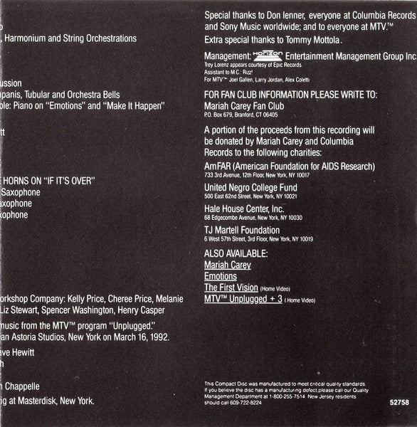Mariah Carey - MTV Unplugged EP (CD) - Discogs image 7