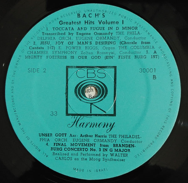 E. Power Biggs, Pablo Casals, Philadelphia Orchestra, The, Walter Carlos - Bach's Greatest Hits Vol. 1 (LP) - Discogs image 3