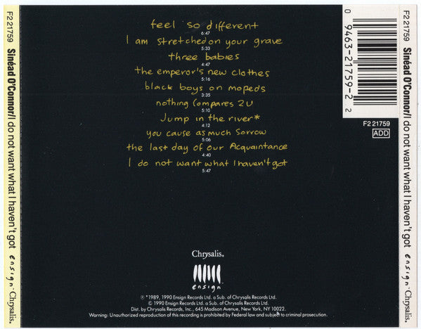 Sinéad O'Connor - I Do Not Want What I Haven't Got (CD) - Discogs image 2
