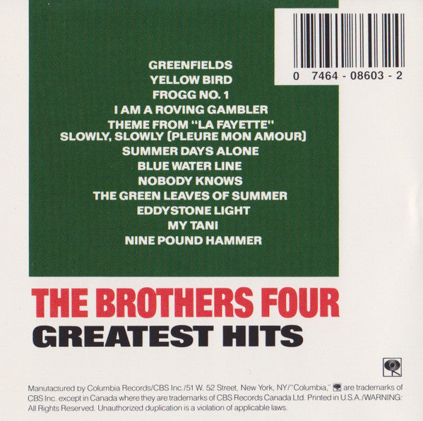 Brothers Four, The - Greatest Hits (CD) - Discogs image 2