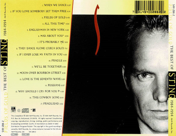 Sting - Fields Of Gold: The Best Of Sting 1984 - 1994 (CD) - Discogs image 2
