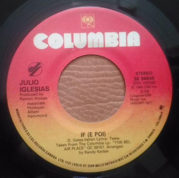 Julio Iglesias - Moonlight Lady / If (E Poi) (7") - Discogs image 2