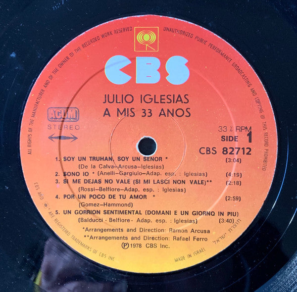 Julio Iglesias - A Mis 33 Años (LP) - Discogs image 3