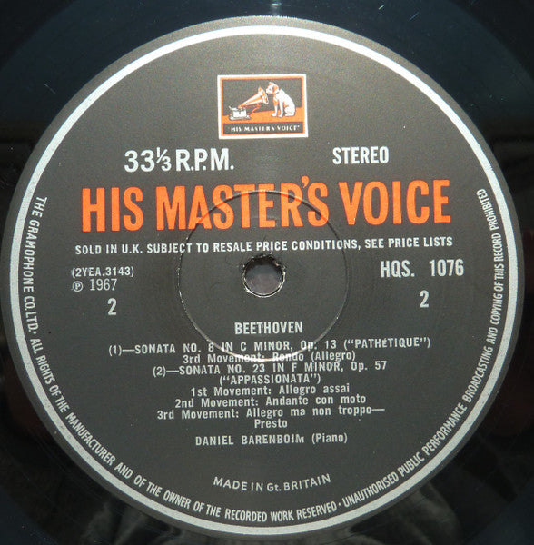 Daniel Barenboim - Beethoven Sonatas: Pathétique ・ Appassionata ・ Moonlight (LP) - Discogs image 4