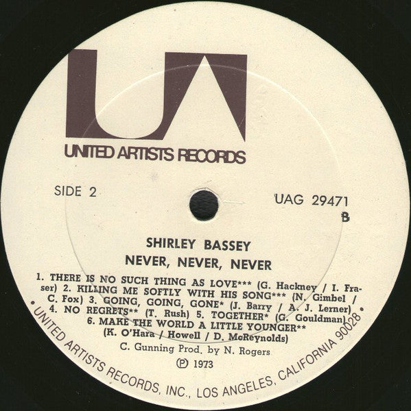 Shirley Bassey - Never, Never, Never (LP) - Discogs image 4