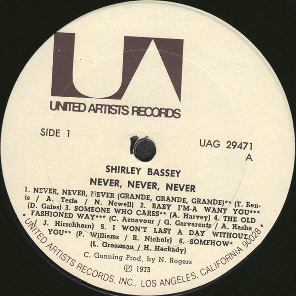 Shirley Bassey - Never, Never, Never (LP) - Discogs image 3