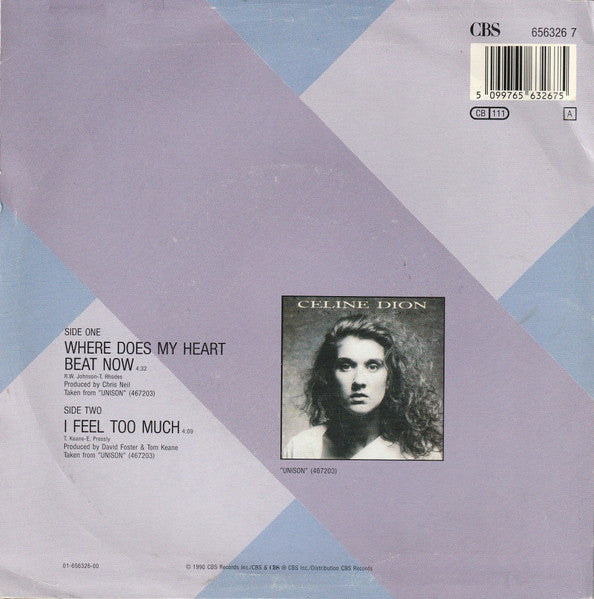Céline Dion - Where Does My Heart Beat Now (7") - Discogs image 2