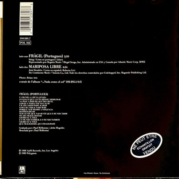 Sting - Fràgil (7") - Discogs image 2