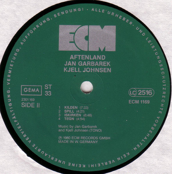 Jan Garbarek, Kjell Johnsen - Aftenland (LP) - Discogs image 4