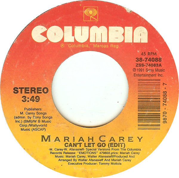 Mariah Carey - Can't Let Go (7")