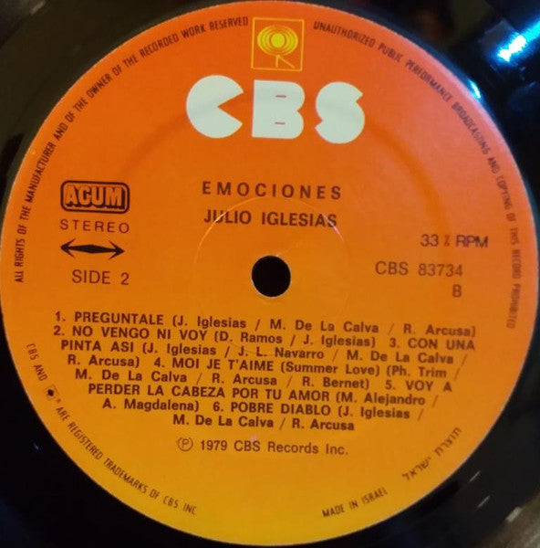 Julio Iglesias - Emociones (LP) - Discogs image 4