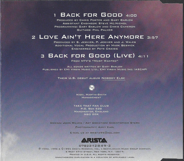 Take That - Back For Good (CD) - Discogs image 2
