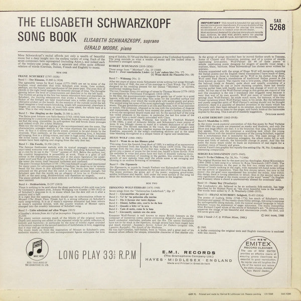 Elisabeth Schwarzkopf, Gerald Moore - The Elisabeth Schwarzkopf Song Book (LP) - Discogs image 2