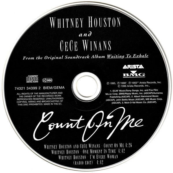 Whitney Houston And CeCe Winans - Count On Me (CD) - Discogs image 5
