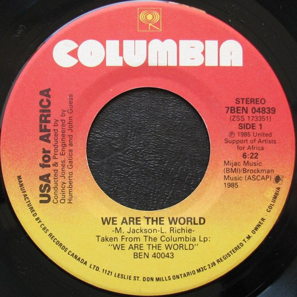 USA For Africa - We Are The World (7") - Discogs image 3