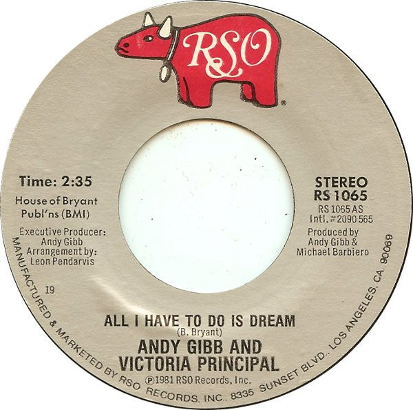 Andy Gibb And Victoria Principal - All I Have To Do Is Dream / Good Feeling (7") - Discogs image 2