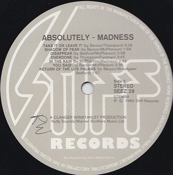 Madness - Absolutely (LP) - Discogs image 4