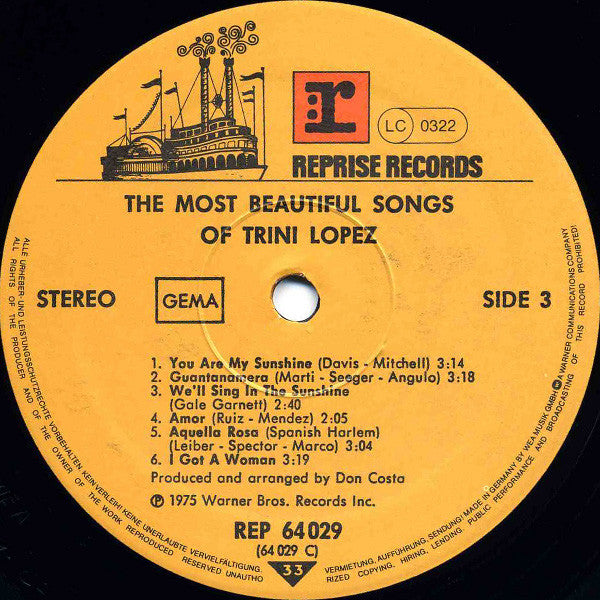 Trini Lopez - The Most Beautiful Songs Of Trini Lopez (2xLP) - Discogs image 5
