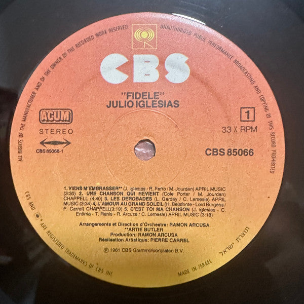 Julio Iglesias - Fidèle (LP) - Discogs image 3