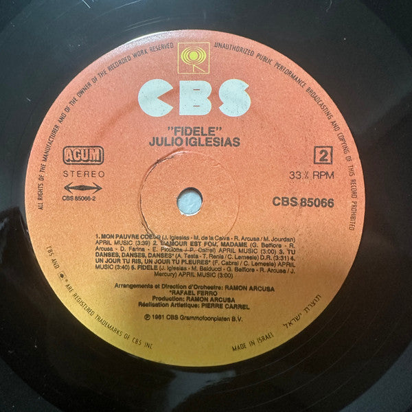 Julio Iglesias - Fidèle (LP) - Discogs image 4