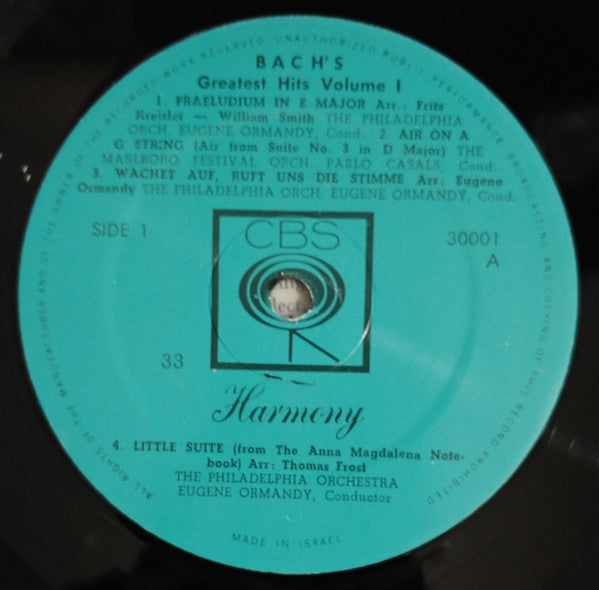 E. Power Biggs, Pablo Casals, Philadelphia Orchestra, The, Walter Carlos - Bach's Greatest Hits Vol. 1 (LP) - Discogs image 4