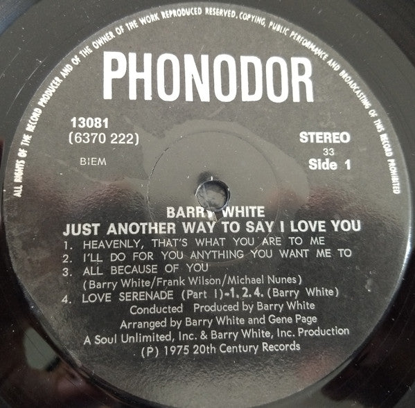 Barry White - Just Another Way To Say I Love You (LP) - Discogs image 3