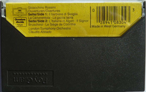Gioacchino Rossini, London Symphony Orchestra, Claudio Abbado - Overtures (Cassette) - Discogs image 2