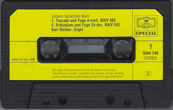 Johann Sebastian Bach, Karl Richter - La Célèbre Toccata - Toccata En Fuga In D (Cassette) - Discogs image 3