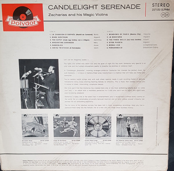 Helmut Zacharias Und Seine Verzauberten Geigen - Candlelight Serenade (LP) - Discogs image 2