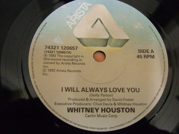 Whitney Houston - I Will Always Love You (7") - Discogs image 3