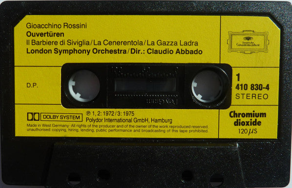 Gioacchino Rossini, London Symphony Orchestra, Claudio Abbado - Overtures (Cassette) - Discogs image 3